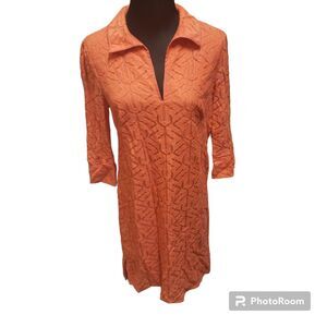 Adrianna Papell Womens Size 6 coral colored Lace Knee Length Shift Dress